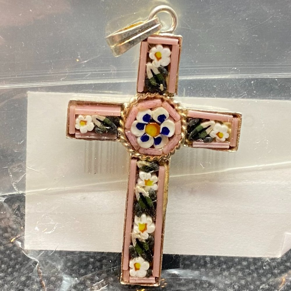 Mosaic cross pendant from Italy.